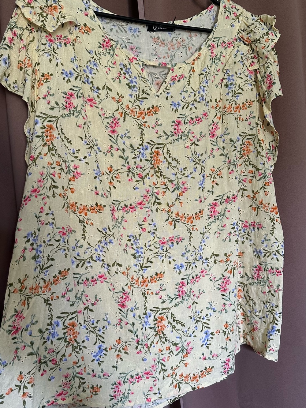 Old Navy Yellow Floral Ruffle Sleeve Blouse
